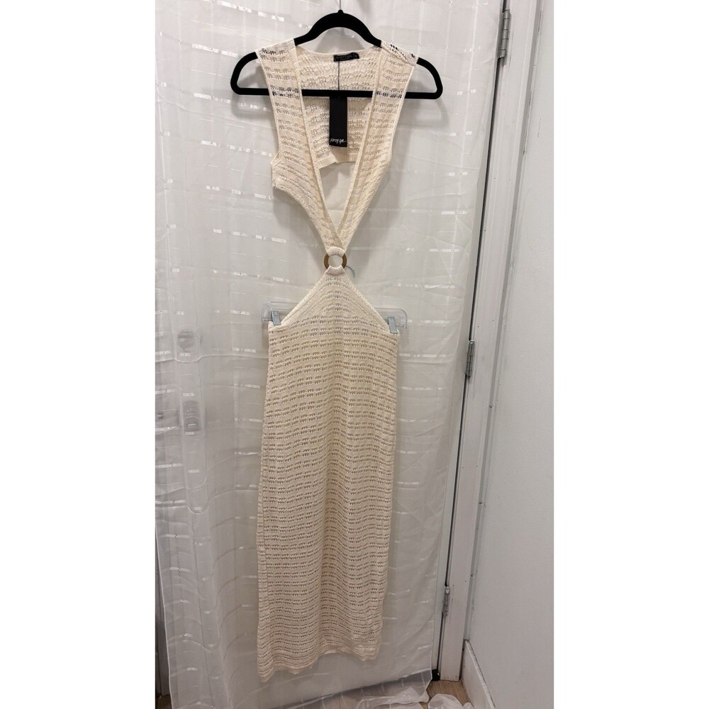 NWT Nasty Gal Crochet‎ Knit Beach Dress Medium Cream Cutout Ring Detail Beach